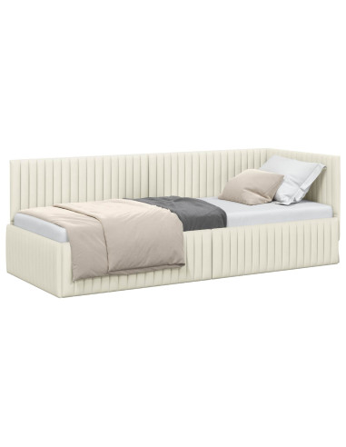 Cornice del letto ad angolo Crema 80 cm x 200 cm Velluto