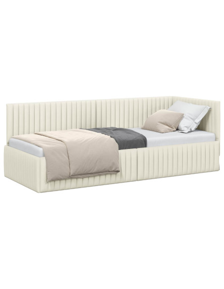 Cornice del letto ad angolo Crema 80 cm x 200 cm Velluto