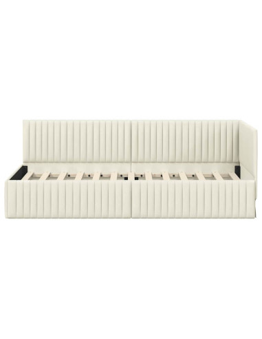 Cornice del letto ad angolo Crema 80 cm x 200 cm Velluto