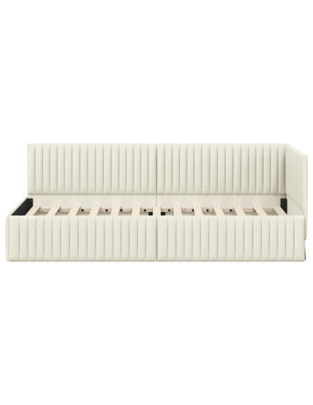 Cornice del letto ad angolo Crema 80 cm x 200 cm Velluto
