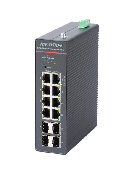 HIKVISION SWITCH INDUSTRIALE SMART MANAGED GIGABIT HI-POE 8 PORTS