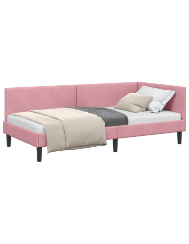 Cornice del letto ad angolo Rosa 80 cm x 200 cm Velluto
