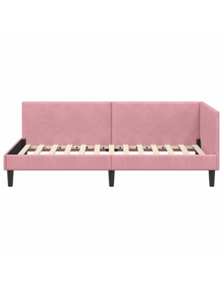 Cornice del letto ad angolo Rosa 80 cm x 200 cm Velluto