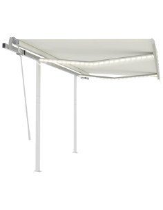 Tenda da Sole Retrattile Manuale con LED 3x2,5 m Crema