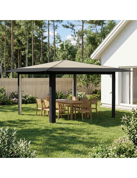 Gazebo senza Parete Laterale 4 x 4 m Crema e Antracite