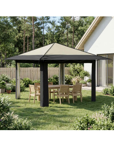 Gazebo senza Parete 3,3 x 3,3 m Crema e Antracite