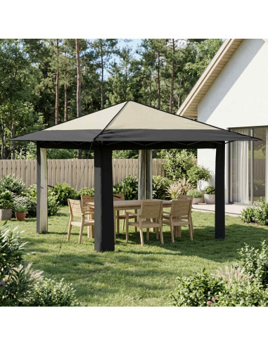 Gazebo senza Parete 3,3 x 3,3 m Crema e Antracite
