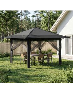 Gazebo con 4 Pareti 3,3 x 3,3 m Grigio chiaro e Antracite