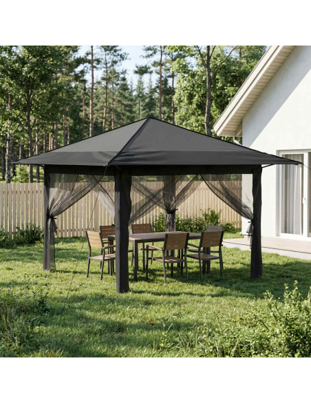 Gazebo con 4 Pareti 3,3 x 3,3 m Grigio chiaro e Antracite