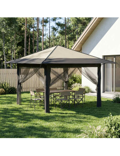 Gazebo con 4 Pareti 3,3 x 3,3 m Crema e Antracite