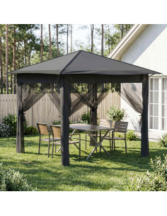 Gazebo con 4 Pareti 2,6 x 2,6 m Grigio chiaro e Antracite