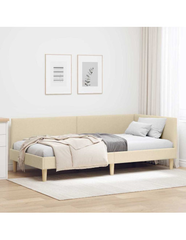 Cornice del letto ad angolo con testiera Crema 90 cm x 190 cm
