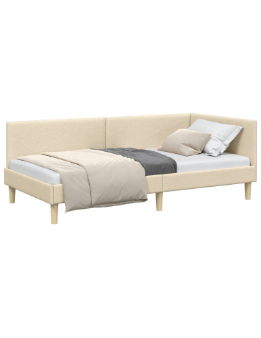 Cornice del letto ad angolo con testiera Crema 90 cm x 190 cm