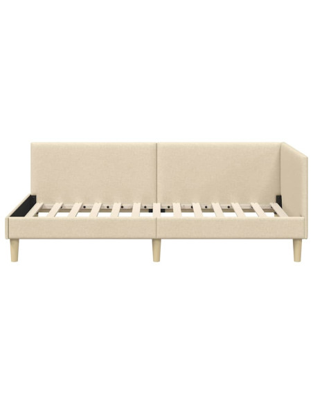Cornice del letto ad angolo con testiera Crema 90 cm x 190 cm