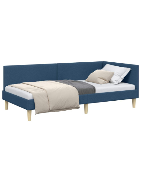Cornice del letto ad angolo con testiera Blu 90 cm x 190 cm