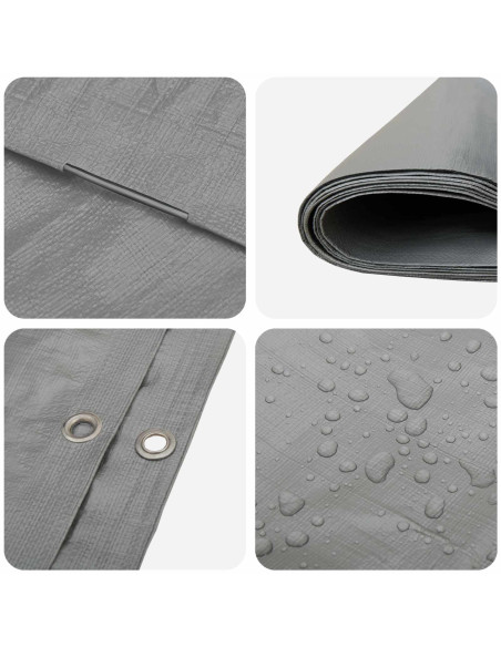 Telo con Occhielli Grigio Chiaro 6 x 12 m 260 gsm PE