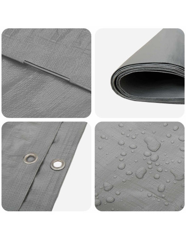 Telo con Occhielli Grigio Chiaro 6 x 10 m 260 gsm PE