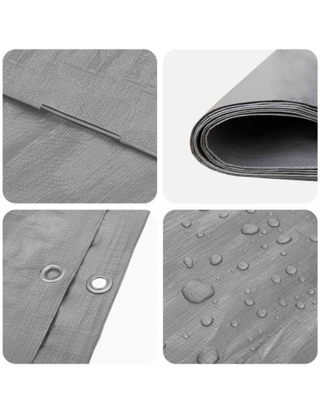 Telo con Occhielli Grigio Chiaro 6 x 10 m 180 gsm PE