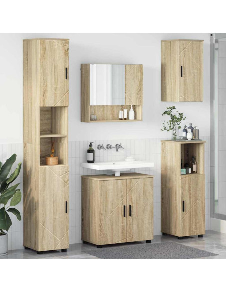 Set di mobili per il bagno con porta 5 pcs Rovere Sonoma