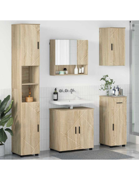 Set di mobili per il bagno con cassetto 5 pcs Rovere Sonoma