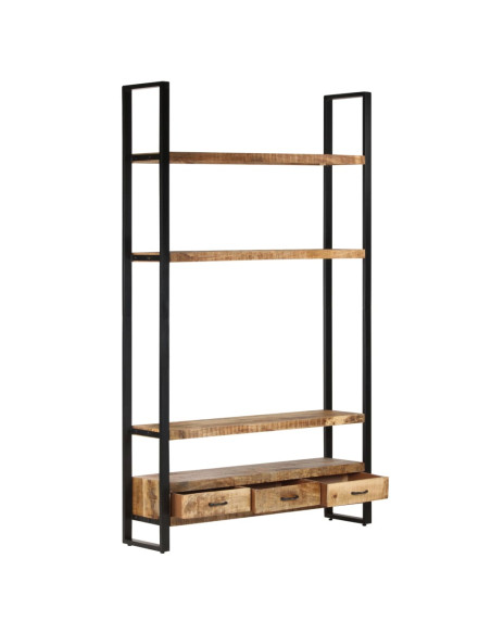 Libreria 118x30x200 cm in Legno Massello di Mango Grezzo