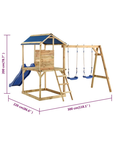 Set da Gioco da Esterno in Legno di Pino Impregnato