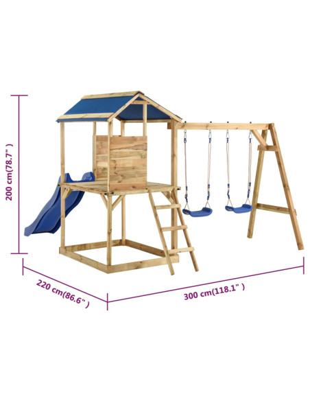 Set da Gioco da Esterno in Legno di Pino Impregnato