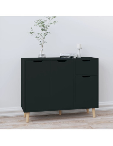 Credenza Nera 90x30x72 cm in Legno Multistrato