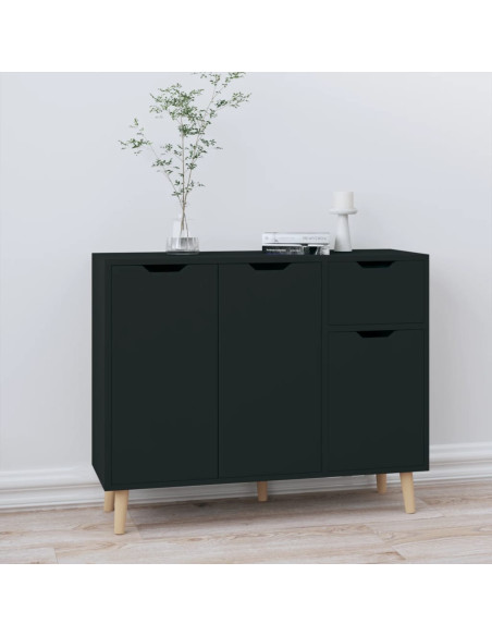 Credenza Nera 90x30x72 cm in Legno Multistrato