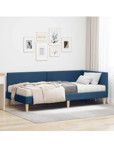 Struttura Letto Angolare con Materasso Altro 2 pz Blu Tessuto