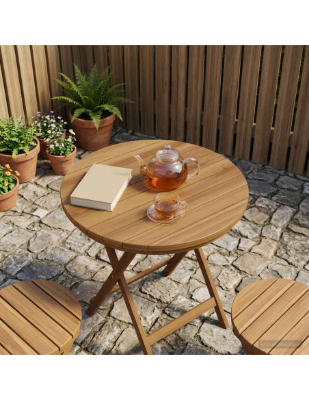 Piano del tavolo Ø 40 x 3,5 Rotondo Legno di teak solido
