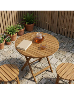 Piano del tavolo Ø 60 x 3,5 Rotondo Legno di teak solido