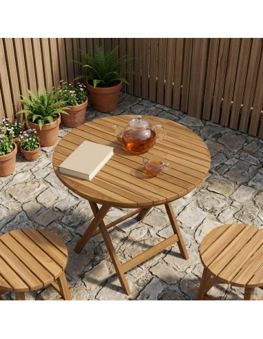 Piano del tavolo Ø 60 x 3,5 Rotondo Legno di teak solido