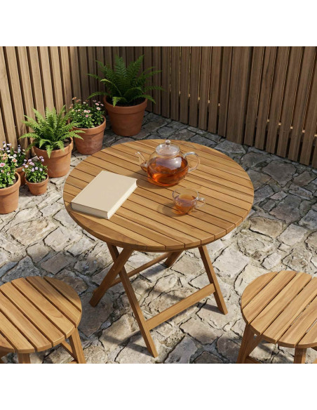 Piano del tavolo Ø 60 x 3,5 Rotondo Legno di teak solido