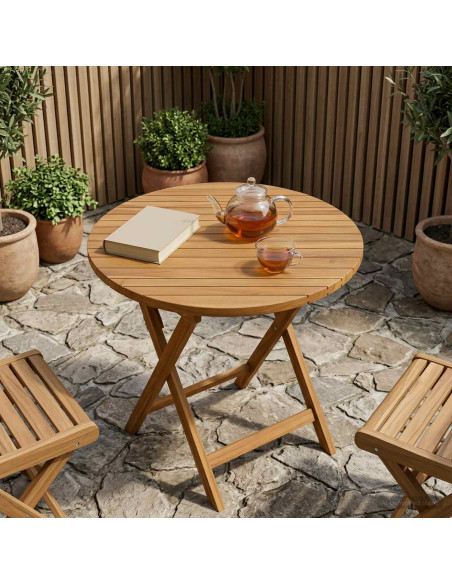 Piano del tavolo Ø 70 x 3,5 Rotondo Legno di teak solido