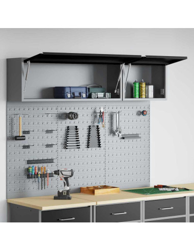 Set di armadi per attrezzi con lo scaffale 5 pz Nero
