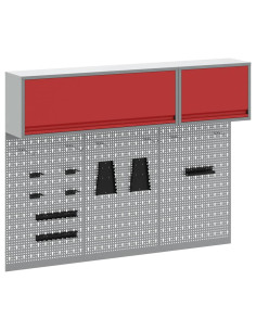 Set di armadi per attrezzi con lo scaffale 5 pz Rosso 2