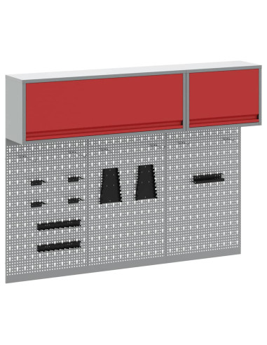 Set di armadi per attrezzi con lo scaffale 5 pz Rosso
