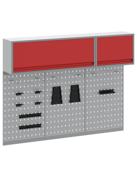 Set di armadi per attrezzi con lo scaffale 5 pz Rosso