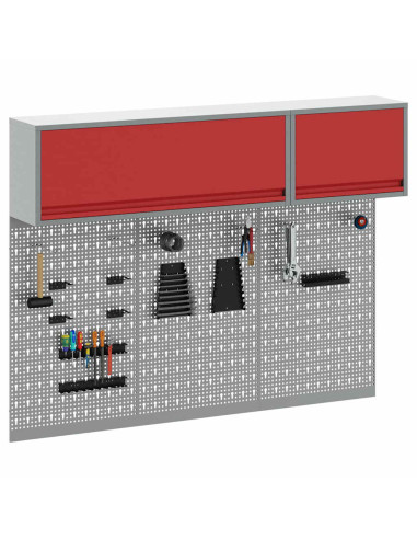 Set di armadi per attrezzi con lo scaffale 5 pz Rosso
