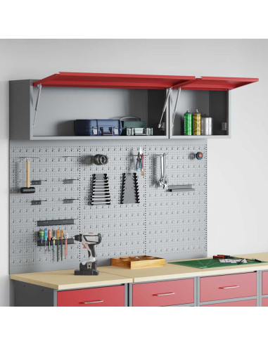 Set di armadi per attrezzi con lo scaffale 5 pz Rosso