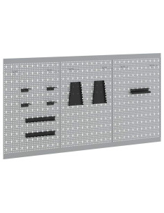 Pannello per attrezzi 3 pz Grigio 150 x 1 x 80 cm 2