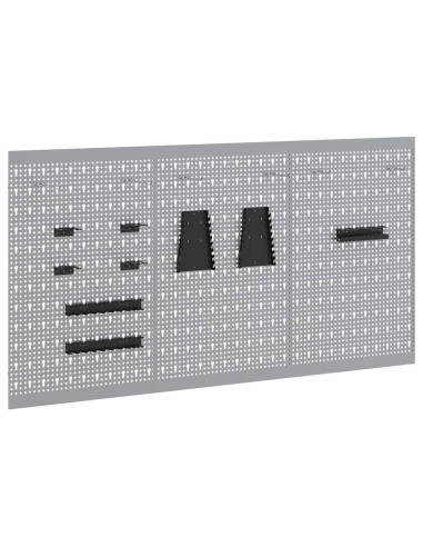 Pannello per attrezzi 3 pz Grigio 150 x 1 x 80 cm