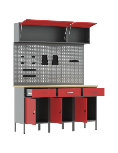 Set di mobili da lavoro con cassetto con blocco 8 pcs Rosso