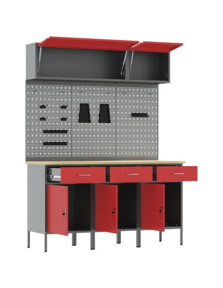 Set di mobili da lavoro con cassetto con blocco 8 pcs Rosso