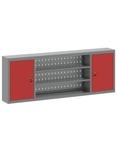 Mobile per attrezzi con blocco Rosso e Grigio 150 x 20 x 55 cm 2