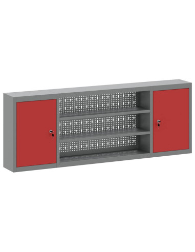 Mobile per attrezzi con blocco Rosso e Grigio 150 x 20 x 55 cm