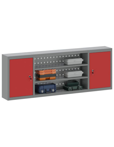 Mobile per attrezzi con blocco Rosso e Grigio 150 x 20 x 55 cm