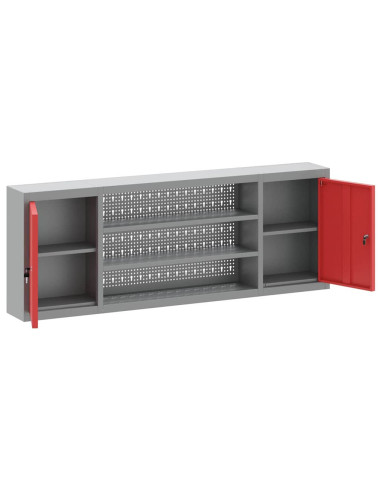 Mobile per attrezzi con blocco Rosso e Grigio 150 x 20 x 55 cm