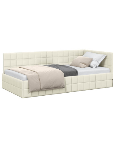 Cornice del letto ad angolo Crema 90 cm x 200 cm Velluto
